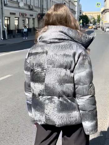 Куртка пуховик из каракульчи серая