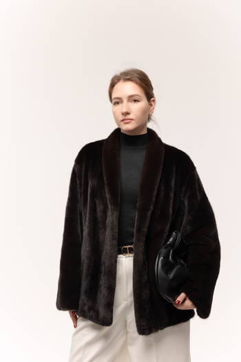 Жакет из датской норки в черном натуральном цвете 70см