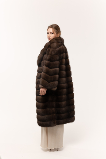 Шуба из соболя трансформер с шалевым воротником 120см