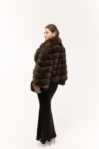 Шуба из соболя 60см с шалевым воротником 