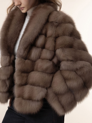 Шуба из куницы грей 65см