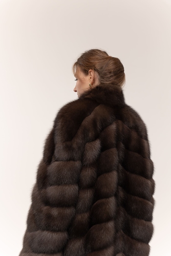 Шуба из темного соболя 75см 