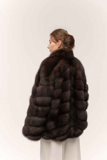 Шуба из темного соболя 75см 