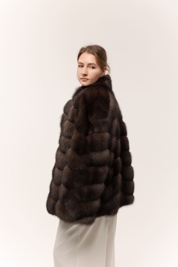 Шуба из темного соболя 75см 