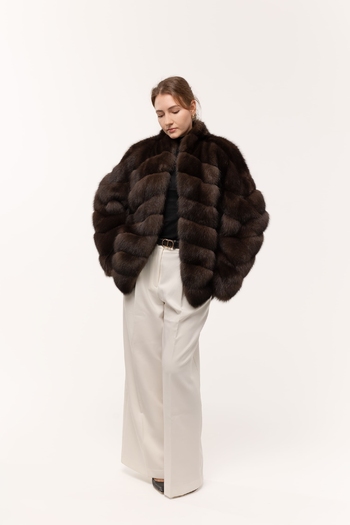 Шуба из темного соболя 75см 