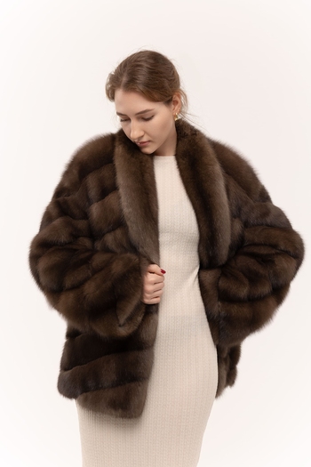 Шуба из соболя с шалевым воротником 70см 