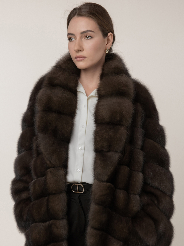 Шуба из соболя 130см вид спереди
