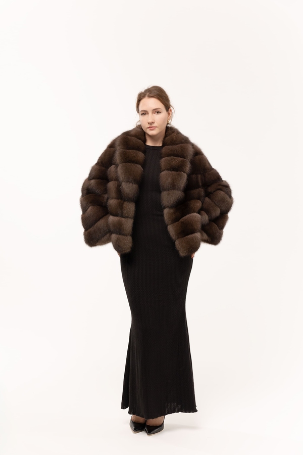 Шуба из соболя 60см с шалевым воротником 50