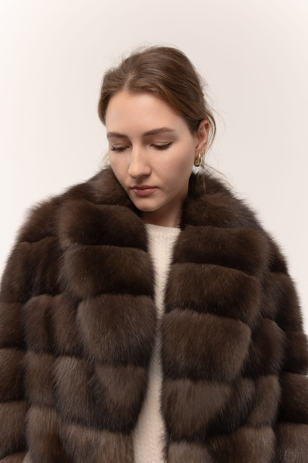 Шуба из соболя трансформер с шалевым воротником 42