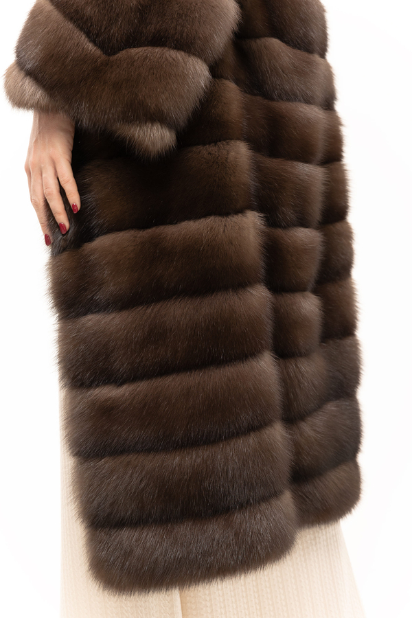 Шуба из соболя трансформер с шалевым воротником 43
