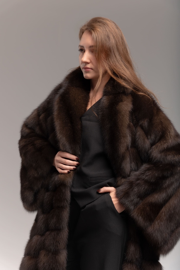 Шуба из седого баргузинского соболя 24