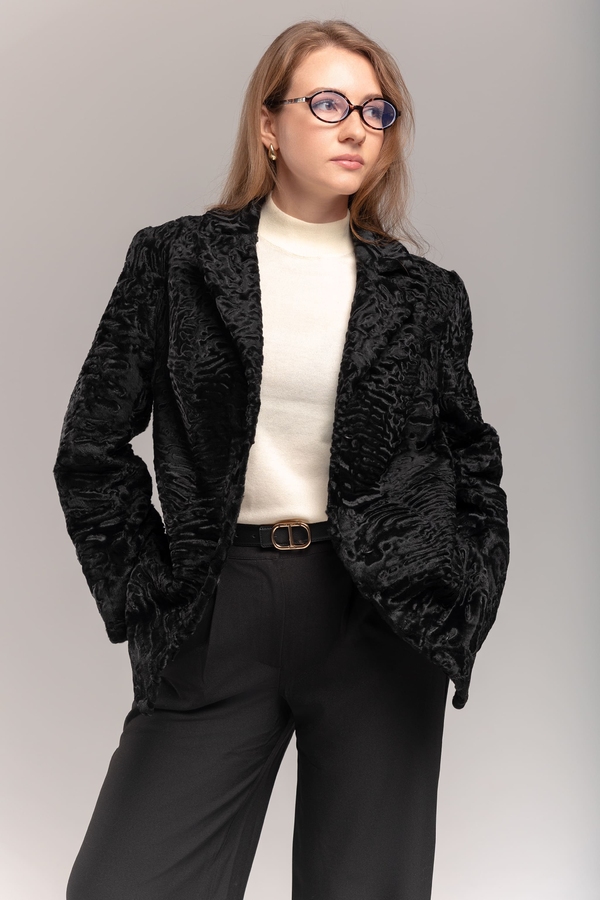 Жакет из афганского каракуля черный 1