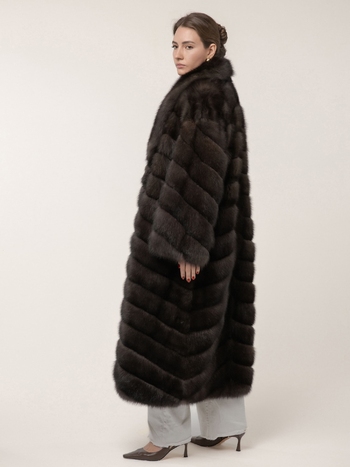 Шуба из соболя 120см с шалевым цельным воротником 