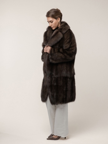 Шуба из цельного соболя в долевой раскладке 90 см
