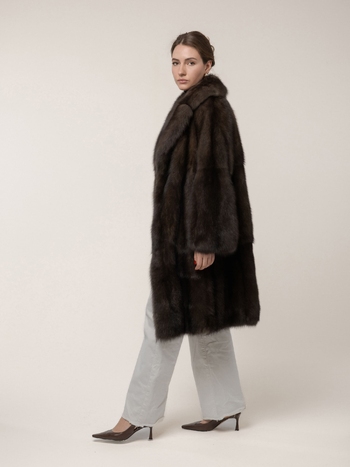 Шуба из цельного соболя в долевой раскладке 90 см