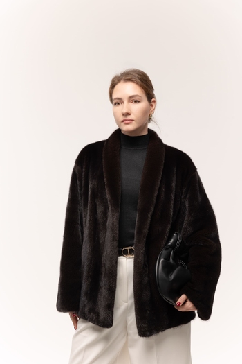 Жакет из датской норки в черном натуральном цвете 70см