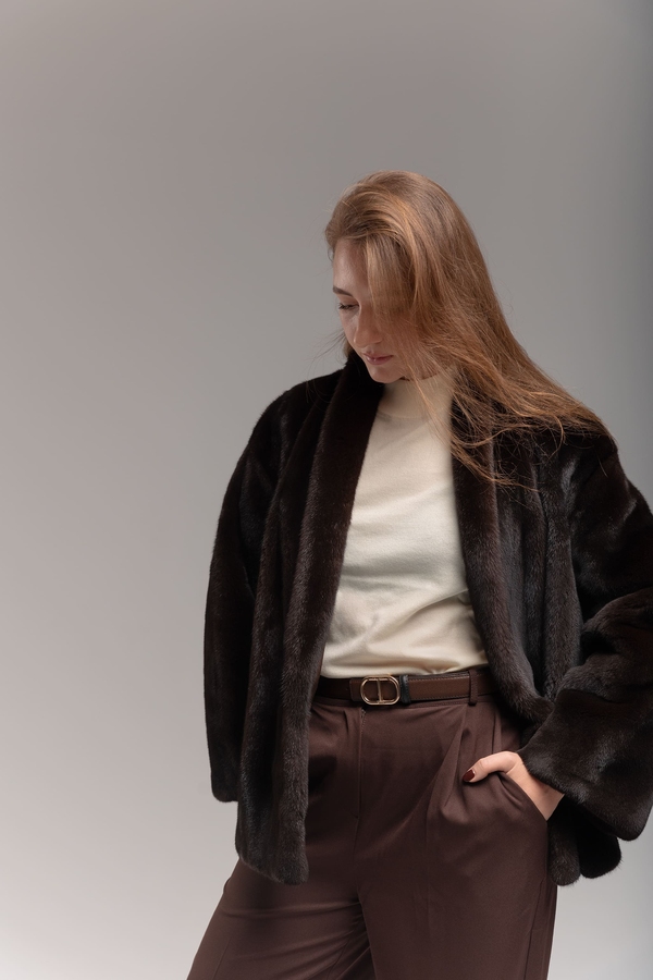 Жакет из скандинавской норки в натуральном цвете 2