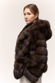 Шуба из темного соболя с капюшоном 2