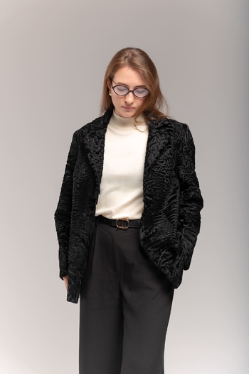 Жакет из афганского каракуля черный 