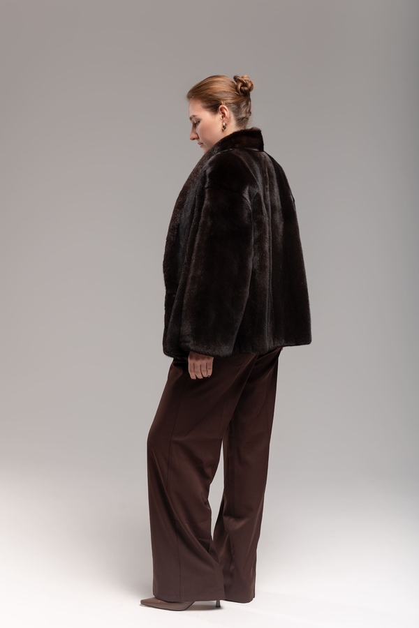 Жакет из скандинавской норки в натуральном цвете 60см