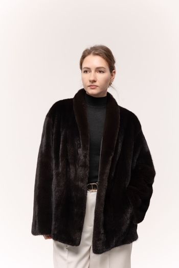 Жакет из датской норки в черном натуральном цвете 70см