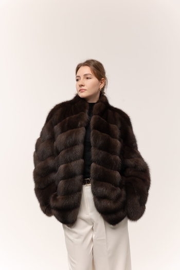 Шуба из темного соболя 75см 