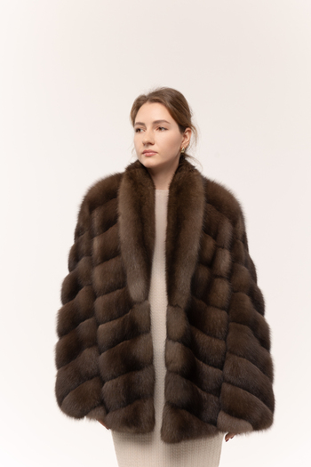 Шуба из соболя с шалевым воротником 70см 