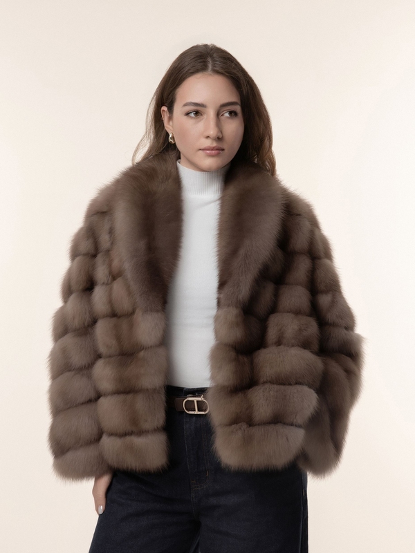 Шуба из куницы грей 65см