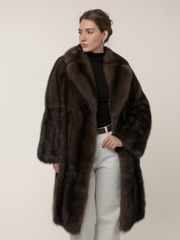 Шуба из цельного соболя в долевой раскладке 90 см